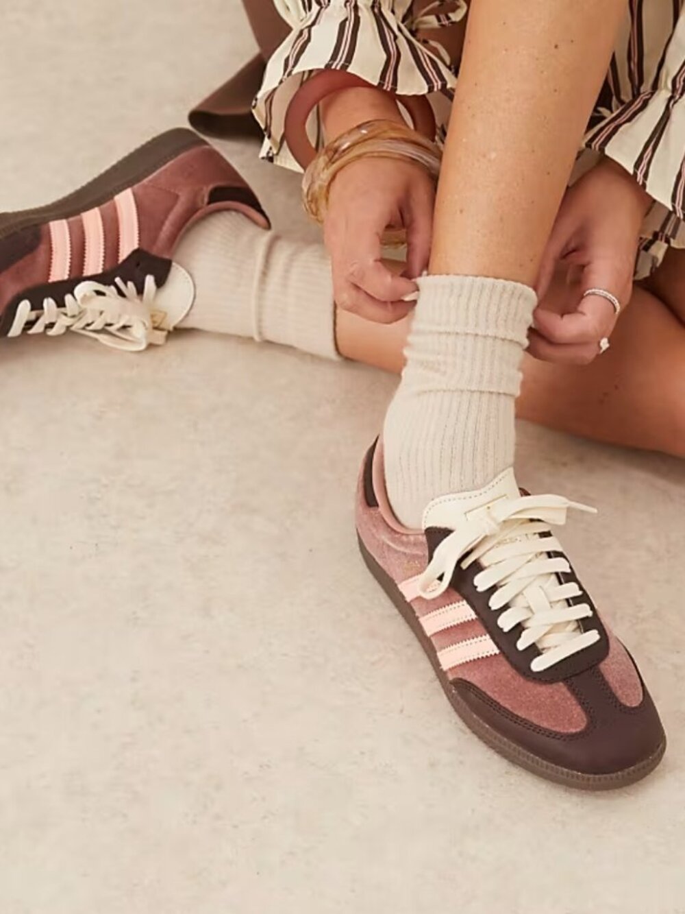 Adidas OG Samba Velvet in Warm Clay (Burgundy and Pink)